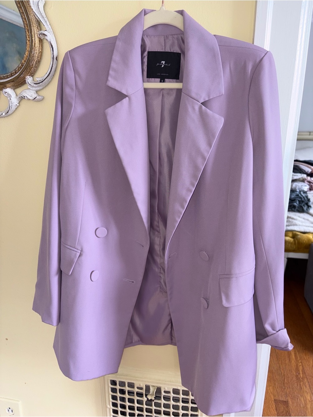 7 for all mankind Small Lilac Double-Breasted Blazer